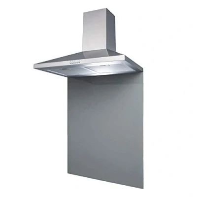 Image of SIA CHL70SS 70cm Stainless Steel Chimney Cooker Hood &amp; SP70GY Grey Toughened Glass Splashback