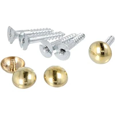 Image of 16x Mirror Screws 25mm Polished Brass Plated Dome Head 1&quot;