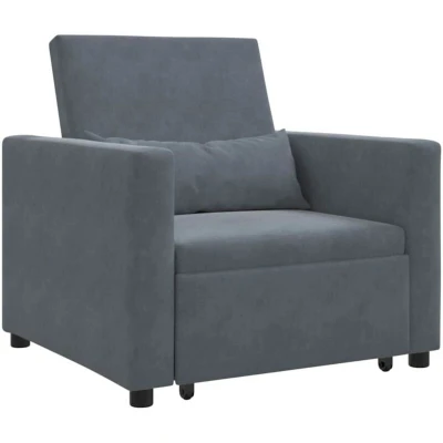 Image of vidaXL 3 in 1 Single Sofa Bed Convertible Dark Grey Velvet