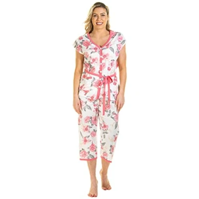 Image of Undercover Ladies Roses Jersey Cropped Pyjamas 0205 Pink 18 20