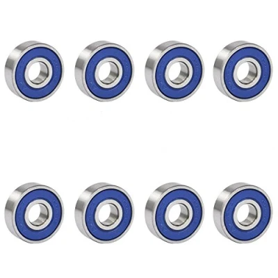 Image of 8 PCS 608RS Blue Skate and Skateboard Metal Wheel Bearings ABEC 9 Rated Great for Speed Skateboards, Inline, Roller Skates, Scooter, Longboard Wheels