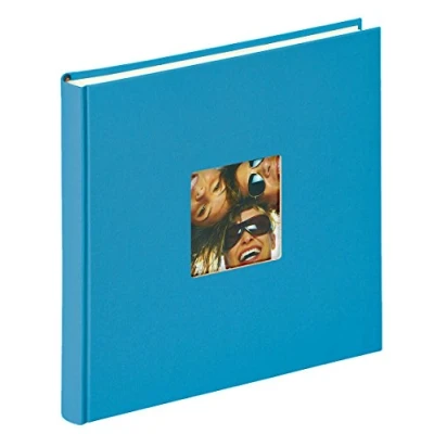 Image of Walther design FA 205 U Fun Trend book bound album with die cut for your personal picture, 10.2 x 9.8 inch (26 25 cm), 40 white pages, ocean blue
