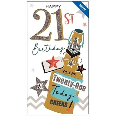 Image of Jonny Javelin 21st Birthday Card Male Beer Bottle Cheers
