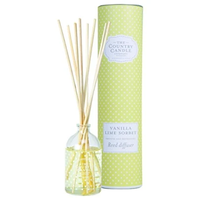 Image of The Country Candle Company Vanilla Lime Sorbet Polka Dot Reed Diffuser, Multicolour, 6.5x6.5x26 cm