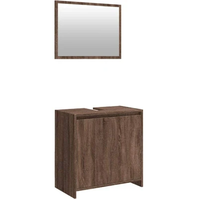Image of vidaXL 2 Piece Bathroom Furniture Set Brown Oak Engineered Wood