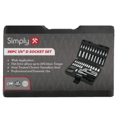 Image of 3x Simply 58pc 1/4&quot; D Socket Set TSET32