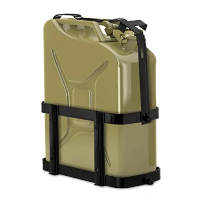 Image of Relaxdays Jerry Can Holder, Car &amp; Truck, 10 20L Fuel Canister Carrier, Lockable Metal Cage, Petrol Diesel, Black