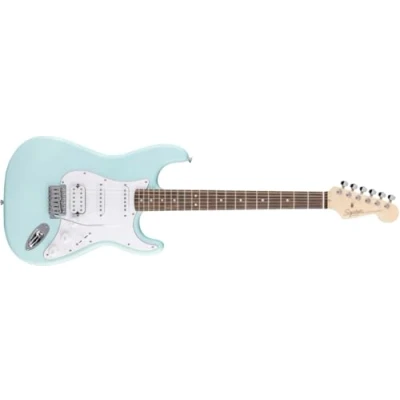 Image of Squier by Fender Debut Collection HSS Stratocaster Electric Guitar, Laurel Fingerboard, White Pickguard, Daphne Blue
