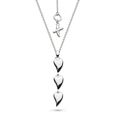 Image of Kit Heath Desire Kiss Triple Hearts Necklace Sterling Silver, Charming Heart Pendant Design, Timeless and Versatile