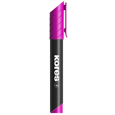 Image of Kores Magenta Permanent Marker Pens K XP2, Chisel Tip with Low Odour Ink Waterproof for All Surfaces School Supplies, Office Pen Pack of 12