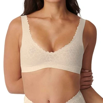 Image of Sloggi Women&#039;s Zero Feel Lace 2.0 Bralette Bustier, Angora, XL