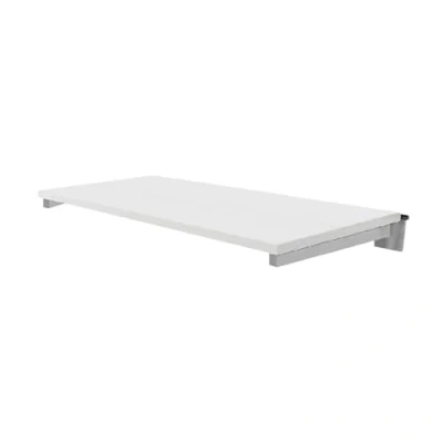 Image of Maple &amp; White Wooden Shelves, Brackets For SLATWALL And Upright Retail Display (WHITE, 90CM X 30CM + 2 BRACKET)