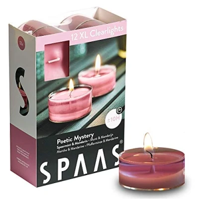 Image of Spaas 12 Maxi Scented Tealights in Transparent Clear Cup, 10 Hours, Poetic Mystery