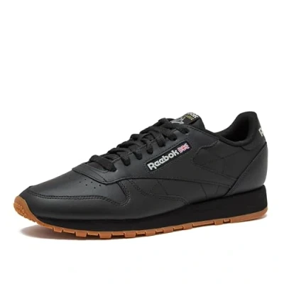 Image of Reebok Unisex Classic Leather Sneaker, Core Black Pure Grey 5 Rubber Gum 03, 10.5 UK