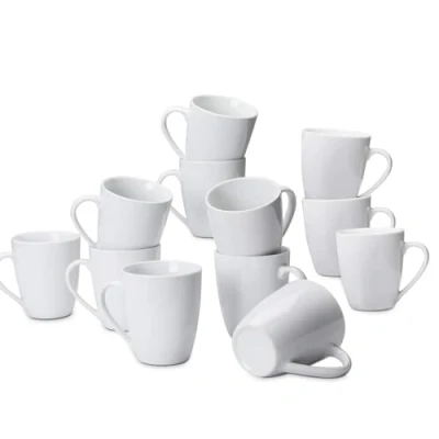 Image of Amazon Basics Coffee Mug Set, 12 Piece Porcelain, 12oz(370cc), White (Previously AmazonCommercial brand)