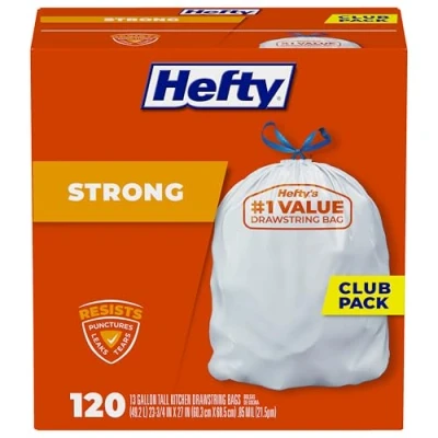Image of Hefty Strong Tall Kitchen Trash Bags 13 Gallon, 120 Count