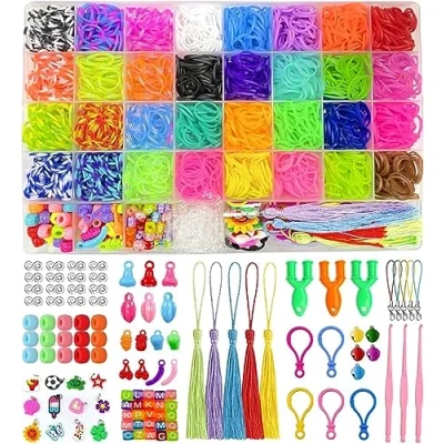 Image of Nestling 2500+ Loom Rubber Bands Kit,32 Colors Kit in 37 Grids Storage Box with 180 Accessories for DIY Friendship Bracelet Making Kits,Gift Boys and Girls