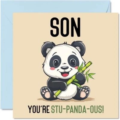 Image of Birthday Cards for Son Stu Panda ous Funny Happy Card from Mum Dad, Gifts, 145mm x Joke Greeting Men Him
