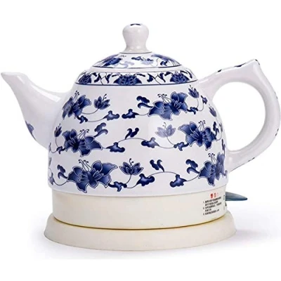 Image of EKAYG Kettles Ceramic Electric Kettle Cordless Water Teapot, Teapot Retro 1L Jug, 1350W Fast for Coffee, Soup, Removable Base, Automatic Power Off,Boil Dry Protection Ho
