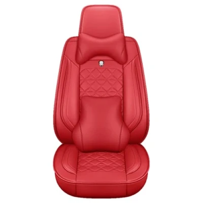 Image of Congxy Universal Car Seat Covers waterproof leather Full Set, To Fit Most Cars, Side Airbag Compatible, Red Luxury