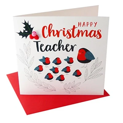Image of Pom XP040 &quot;Teacher, Robin Classroom&quot; Christmas Card