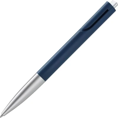 Image of Lamy NOTO 283 Simple Ballpoint Pen Plastic Blue/Silver with Triangular Body and Push Mechanism Including Large Refill M 16 Line Width in Black