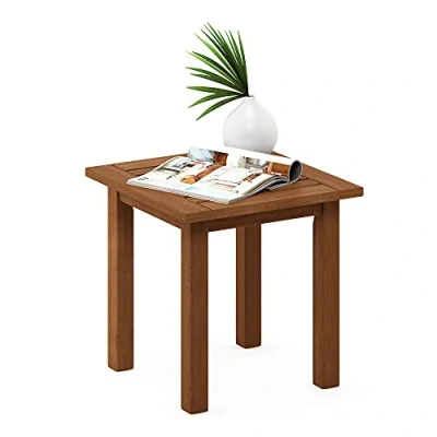 Image of Furinno Outdoor Patio End, Side Tables, Wood, Natural, 45 (W) x 43.9 (H) 44.45 (D) cm,FG18506