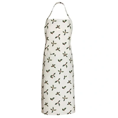 Image of Sophie Allport Holly &amp; Berry Unisex Adult Apron with Adjustable Neck Strap and Front Pocket. Made 100% Cotton