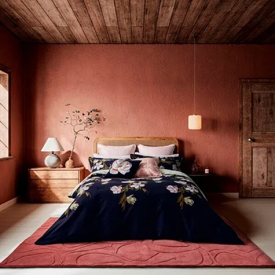 Image of Ted Baker Opal Floral Duvet Cover Set King Size Navy