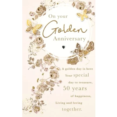 Image of Golden Anniversary Embellished Greeting Card Words to Cherish Cards WCH002