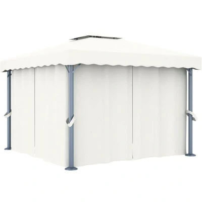 Image of vidaXL Gazebo with Curtain 3x3 m Cream White Aluminium