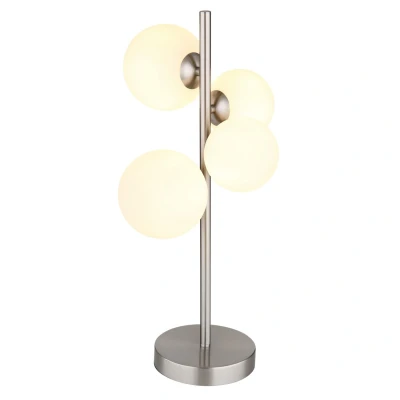 Image of Riha Globe Table Lamp Nickel Matt Opal Glass Shade 4x G9 3000K