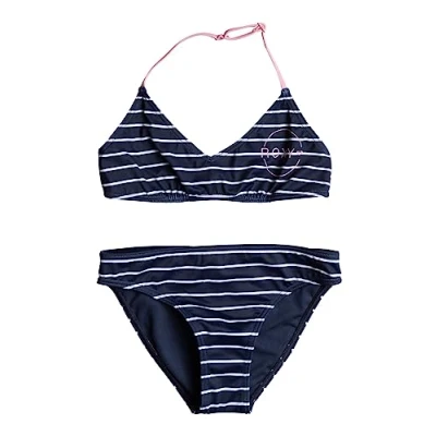 Image of Roxy Bico Basic Stripe Triangle Two Piece Bikini Set for Girls 6 16