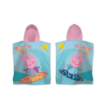 Image of Character World Official Peppa Pig Hooded Towel Poncho Super Soft Feel, Amazing Diving Design Swimming Changing Robe Perfect The Home, Bath &amp; Beach,Multicoloured,115 x 50 cm