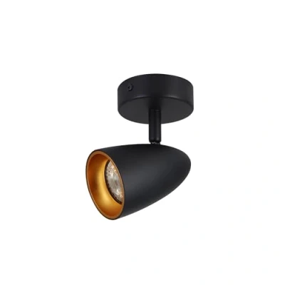 Image of EDO LED Ceiling Light OVO 1 Black Gold IP20 GU10 Gold, Rotating Spotlight GU10, Spotlight, 230V, for Living Room Bedroom, goldring EDO777237