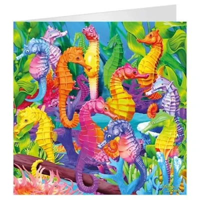 Image of 3D LiveLife Greeting Card Hilarious Hippocampus from Deluxebase. Lenticular Blank Cards with Envelopes. Seahorse All Occasion featuring Original Artwork by Michael Searle.