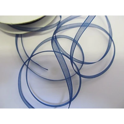 Image of Sheer Organza Ribbon 25 metre rolls Navy 7mm
