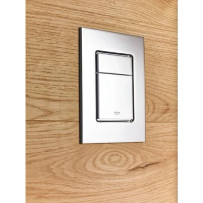 Image of GROHE Skate Cosmopolitan Flush Plate for Concealed Gd2 Cisterns, Water Saving, Dual with Start and Stop Activation, Easy To Install, Chrome, 38732000
