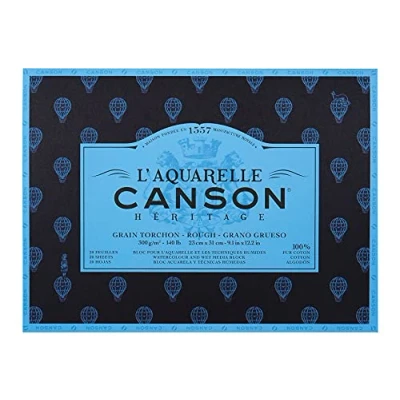 Image of L&#039;Aquarelle 23 x 31 cm 20 Sheets 300 g Canson Héritage 4 Sided Glued Tea Towel Block, White