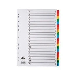 Image of Initiative A4 File Dividers A Z Coloured Index Tabs Mylar 160gsm