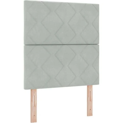 Image of Led Headboard Diamond Blocks Design Light Grey 80 cm Velvet Vidaxl