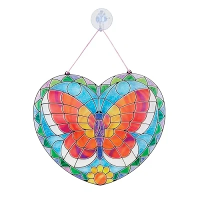 Image of Melissa &amp; Doug Stained Glass Butterfly Art Kit Arts and Crafts for Kids age 5+ Craft Kits Activity Window Sticker Mess Free Gifts Boys Girls