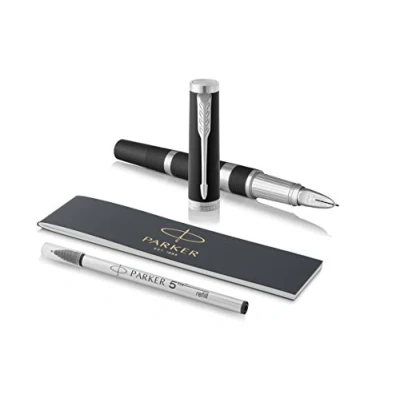 Image of Parker Ingenuity 5th Technology Pen, Fine Point with Black Ink Refill 1931463 Large Rubber and Metal Chrome Trim