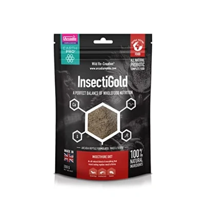 Image of Arcadia EarthPro InsectiGold 300g Dry Ingredients Easy To Use 100% Natural Full of Vitamins &amp; Minerals Suitable For Insectivores Omnivores