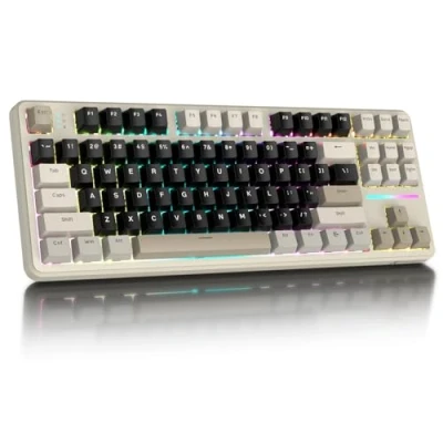Image of ATTACK SHARK X87 80% Wireless Mechanical Keyboard,BT5.0/2.4Ghz/USB C Hot Swap Gasket Gaming Keyboard,5 Layer Padding,RGB Backlit,4000mAh Battery,Pre lubed Linear Switch,OEM PBT Keycap for PC/MAC White