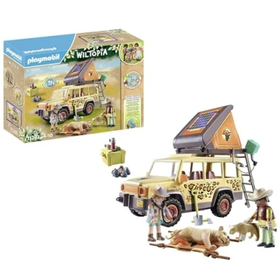 Image of Playmobil 71293 Wiltopia Rescue All Terrain Vehicle, adventurous animal set, educational toy made of sustainable material, fun imaginative role play, playsets suitable for children ages 4+