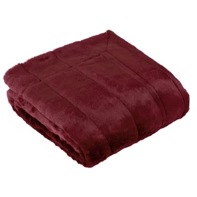 Image of Paoletti Empress Soft Faux Fur Throw, Ruby, 130 x 180cm