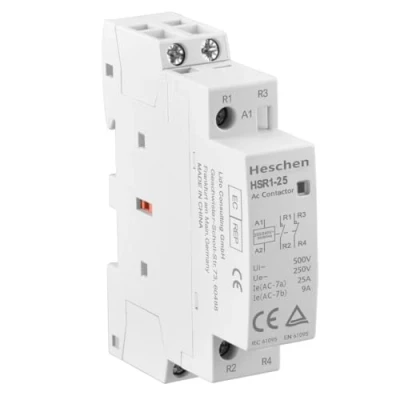 Image of Heschen Household AC Contactor, HSR1 25, 2 Pole, Two Normally Closed, 220V/230V Coil Voltage, 35mm DIN Rail Mount (1)