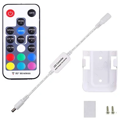 Image of AIBOO Mini Remote Controller for RGB Color LED Strip Lights, RF Dimmer 12V DC Ribbon, Wireless Control Dimmable 3528 5050 Under Cabinet Puck Lights