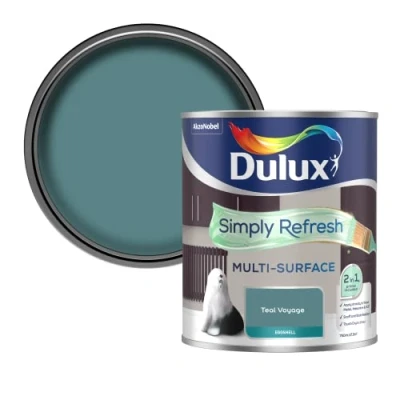 Image of Dulux Simply Refresh Multi Surface Eggsgell Paint Teal Voyage 750ML
